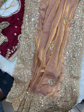 Load image into Gallery viewer, Gratifying Wedding Wear Satin Silk Heavy Embroidery n Aarco Work Fancy Designer Saree With Stitched Blouse