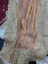 Load image into Gallery viewer, Gratifying Wedding Wear Satin Silk Heavy Embroidery n Aarco Work Fancy Designer Saree With Stitched Blouse