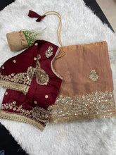 Load image into Gallery viewer, Gratifying Wedding Wear Satin Silk Heavy Embroidery n Aarco Work Fancy Designer Saree With Stitched Blouse