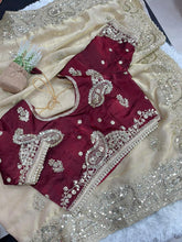 Load image into Gallery viewer, Gratifying Wedding Wear Satin Silk Heavy Embroidery n Aarco Work Fancy Designer Saree With Stitched Blouse