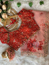 Load image into Gallery viewer, Glorious Party Wear Pure Georgette Floral Print Original Hand Mirror n Embroidery Work Designer Saree For Women