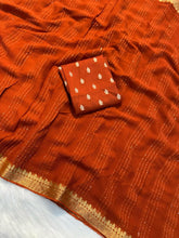 Load image into Gallery viewer, Admirable Party Wear Viscose Georgette Jacquard Zari Weaving Work Fancy Designer Saree For Women
