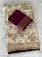 Load image into Gallery viewer, Dazzling Festive Wear Dolla Silk Jacquard Zari Weaving Work n Piping Border Desginer Saree With Contrast Blouse Piece