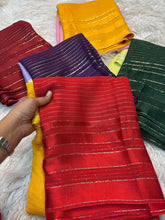 Load image into Gallery viewer, Adorning Function Wear Pure Viscose Georgette Linning Weaving Satin Patta Border Fancy Designer Saree