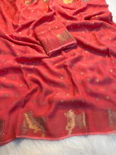 Load image into Gallery viewer, Fantabulous Festive Wear Viscose Georgette Jacquard Work Rich Pallu Designer Saree For Ocassion