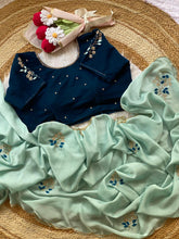 Load image into Gallery viewer, Glamorous Function Wear Rangoli Silk Flower Handwork Butta Thread Design Fancy Designer Saree With Unstitched Blouse Piece