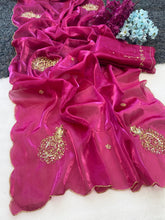 Load image into Gallery viewer, Attractive Wedding Wear Satin Silk Handwork Fancy Designer Saree With Blissful Blouse Piece