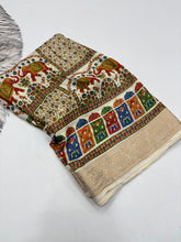 Load image into Gallery viewer, Mellifluous Function Wear Pure Soft Chiffon Silk Print n Mangalkari Border Fancy Designer Saree