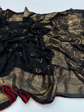 Load image into Gallery viewer, Exquisite Festive Wear Pure Soft Georgette Silk Foil Print With Zari Border Designer Saree