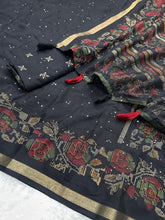 Load image into Gallery viewer, Heritage Function Wear Mul Cotton Thread With Sequence Work Printed n Zari Border Designer Saree