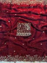 Load image into Gallery viewer, Admirable Wedding Wear Silk Heavy Embroidery n Aarco Work Fancy Designer Saree With Elegant Blouse Piece