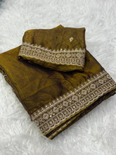 Load image into Gallery viewer, Marvellous Wedding Wear Silk Embroidery Work Lace Border Fancy Designer Saree With Blouse Piece