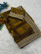 Load image into Gallery viewer, Marvellous Wedding Wear Silk Embroidery Work Lace Border Fancy Designer Saree With Blouse Piece