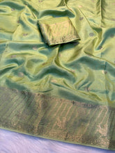 Load image into Gallery viewer, Adorning Festive Wear Pure Viscose Soft Silk Jacquard Work Border Designer Saree With Blouse Piece