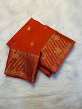 Load image into Gallery viewer, Adorning Festive Wear Pure Viscose Soft Silk Jacquard Work Border Designer Saree With Blouse Piece