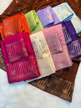 Load image into Gallery viewer, Adorning Festive Wear Pure Viscose Soft Silk Jacquard Work Border Designer Saree With Blouse Piece