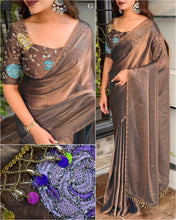 Load image into Gallery viewer, Charming Function Wear Chiffon Beads Embroidered Work Fancy Designer Saree With Elegant Blouse Piece