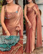 Load image into Gallery viewer, Charming Function Wear Chiffon Beads Embroidered Work Fancy Designer Saree With Elegant Blouse Piece