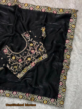 Load image into Gallery viewer, Marvellous Festive Wear Silk Thread Embroidered n Siroski Work Designer Saree With Blissful Blouse Piece
