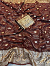 Load image into Gallery viewer, Gratifying Party Wear Pure Viscose Georgette Jacquard Weaving Work Fancy Designer Saree With Blouse