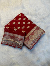 Load image into Gallery viewer, Adorning Function Wear Pure Viscose Georgette Jacquard Weaving Work Fancy Designer Saree With Blouse