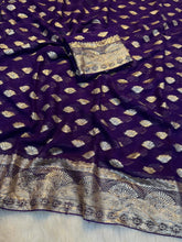 Load image into Gallery viewer, Adorning Function Wear Pure Viscose Georgette Jacquard Weaving Work Fancy Designer Saree With Blouse