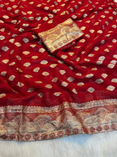 Load image into Gallery viewer, Adorning Function Wear Pure Viscose Georgette Jacquard Weaving Work Fancy Designer Saree With Blouse
