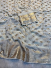 Load image into Gallery viewer, Adorning Function Wear Pure Viscose Georgette Jacquard Weaving Work Fancy Designer Saree With Blouse