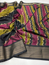 Load image into Gallery viewer, Elegant Festive Wear Pure Soft Dola Silk Foil Print Zari Weaving Border Fancy Designer Saree With Blouse Piece