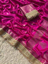 Load image into Gallery viewer, New Wedding Wear Banarasi Silk Jacquard n Heavy Lace Work Fancy Designer Saree