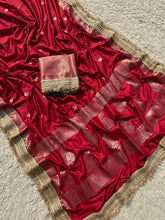 Load image into Gallery viewer, New Wedding Wear Banarasi Silk Jacquard n Heavy Lace Work Fancy Designer Saree