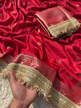 Load image into Gallery viewer, New Wedding Wear Banarasi Silk Jacquard n Heavy Lace Work Fancy Designer Saree