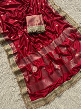 Load image into Gallery viewer, New Wedding Wear Banarasi Silk Jacquard n Heavy Lace Work Fancy Designer Saree