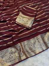 Load image into Gallery viewer, Luxury Fnction Wear Viscose Georgette Jacquard Zari Weaving Work Fancy Designer Saree