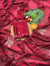 Load image into Gallery viewer, Opulent Festive Wear Maroon Colour Soft Silk Handwork Saree With Blissful Blouse Piece