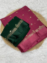Load image into Gallery viewer, Luxury Festive Wear Pure Soft Viscose Satin Border Sequence Work Saree With Contrast Blouse