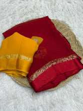 Load image into Gallery viewer, Glamorous Pure Viscose Georgette Fabric Satin Border Butta Print Saree With Contrast Blouse Piece