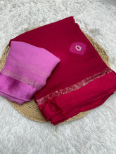 Load image into Gallery viewer, Glamorous Pure Viscose Georgette Fabric Satin Border Butta Print Saree With Contrast Blouse Piece