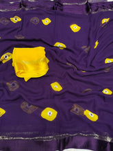 Load image into Gallery viewer, Glamorous Pure Viscose Georgette Fabric Satin Border Butta Print Saree With Contrast Blouse Piece