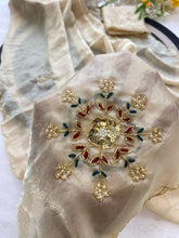 Load image into Gallery viewer, Fantabulous Party Wear Golden Colour Soft Silk Handwork Butta Fancy Designer Saree For Wedding