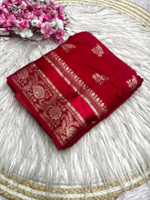 Load image into Gallery viewer, Luxury Festival Wear Chinnon Viscose Satin Patta Zari Weaving Butta n Heavy Pallu Fancy Saree