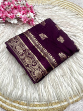 Load image into Gallery viewer, Luxury Festival Wear Chinnon Viscose Satin Patta Zari Weaving Butta n Heavy Pallu Fancy Saree