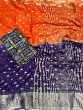 Load image into Gallery viewer, Quintessential Pure Soft Viscose Silk Jacquard Work Fancy Designer Saree Bandhani Print Blouse