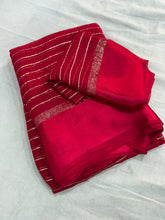 Load image into Gallery viewer, Charming Function Wear Pure Viscose Georgette Satin Patta Border Saree With Blouse Piece