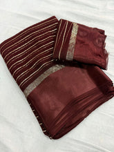 Load image into Gallery viewer, Charming Function Wear Pure Viscose Georgette Satin Patta Border Saree With Blouse Piece