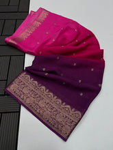 Load image into Gallery viewer, Redolent Function Wear Double Shaded Pure Soft Crape Silk Jacquard Border Fancy Designer Saree For Women