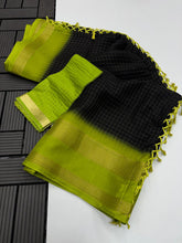 Load image into Gallery viewer, Charming Festive Wear Pure Soft Dola Chex Silk Jari Border Designer Saree With Blouse Piece