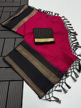 Load image into Gallery viewer, Effervescent Function Wear Pure Soft Dola Silk Chex Design Jacquard Border Fancy Designer Saree