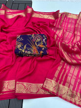 Load image into Gallery viewer, Whimsical Function Wear Pure Soft Viscouse Georgette Weaving Border Rich Pallu Fancy Designer Saree For Party