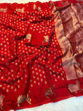 Load image into Gallery viewer, Admirable Festive Wear Viscose Dola With Crape Silk Jacquard Work n Rich Pallu Designer Saree For Ocassion